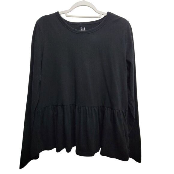 Gap Black Long Sleeve Peplum Top Size Medium - Picture 1 of 7